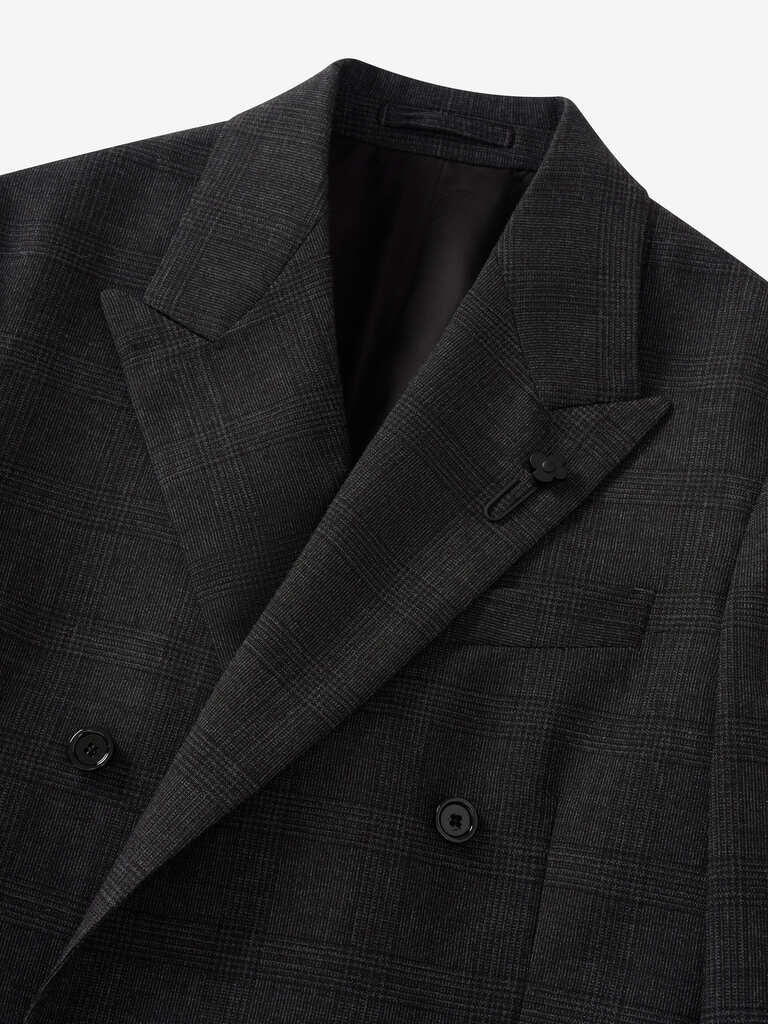 Origini Dark Grey Prince of Wales Double-Breasted Suit