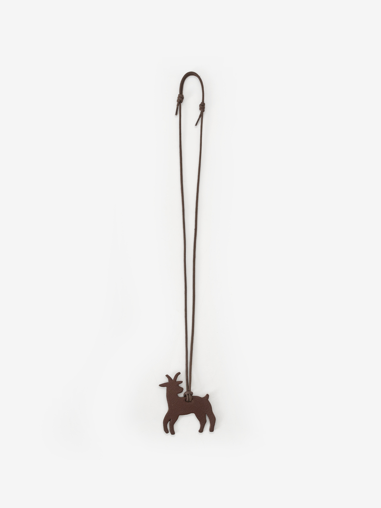 Brown Vegetable Tan Goatskin Leather Goat Key Charm