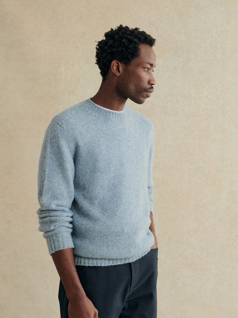 Sky Blue Soft Brushed Wool Shaggy Sheep Sweater