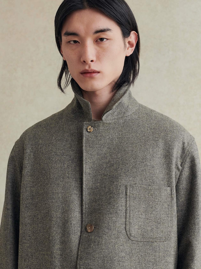 Fontainebleau Grey Merino Lambswool Traveler Jacket