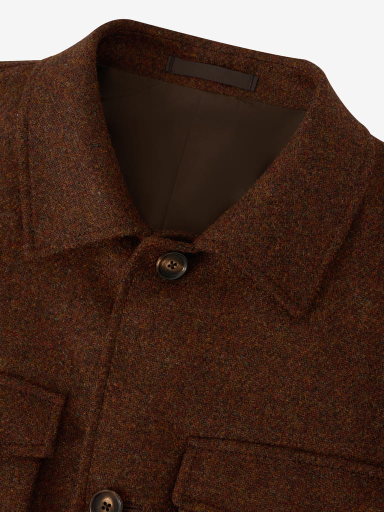 Sahariana Brown Shetland Tweed Safari Jacket