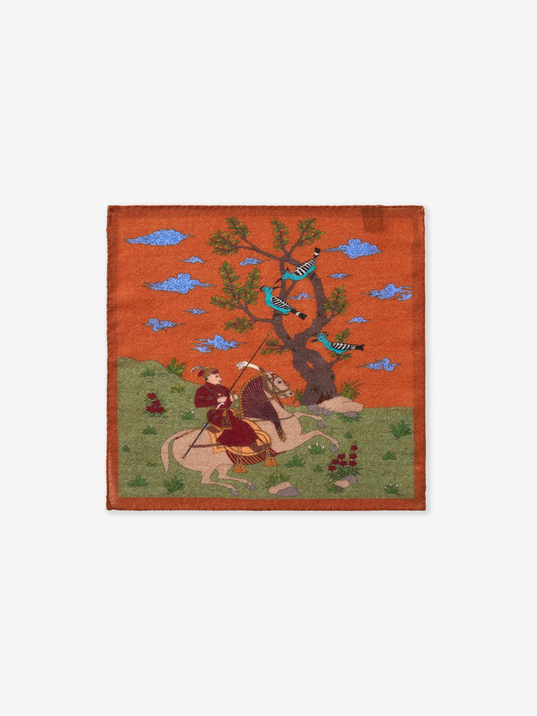 Burnt Orange Faris Wool Pocket Square
