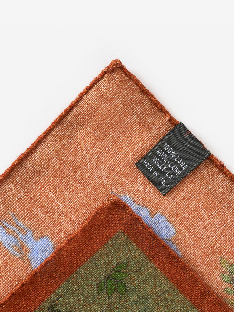 Burnt Orange Faris Wool Pocket Square