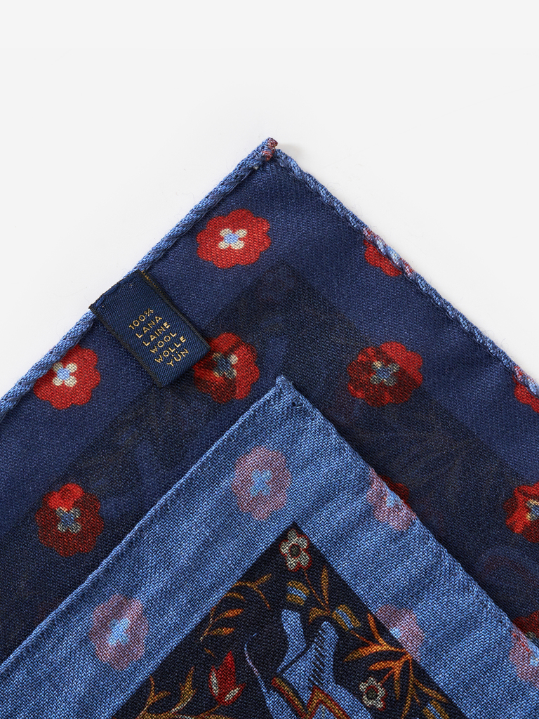 Dark Navy Quattuor Elephanti Wool Pocket Square