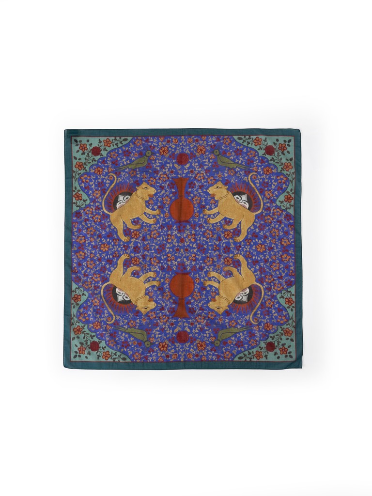 Ispahan Bandana in Folk Pattern Blue