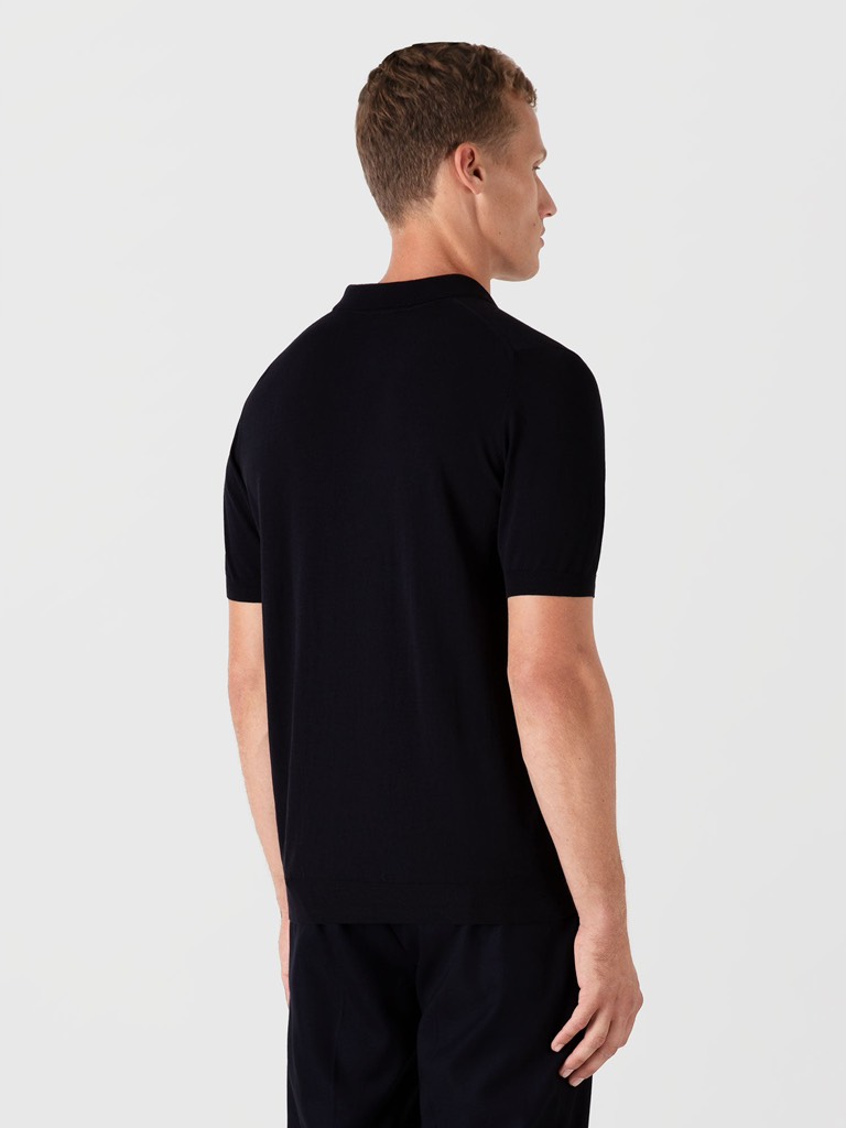 Ice Cotton Polo Shirt in Midnight Navy