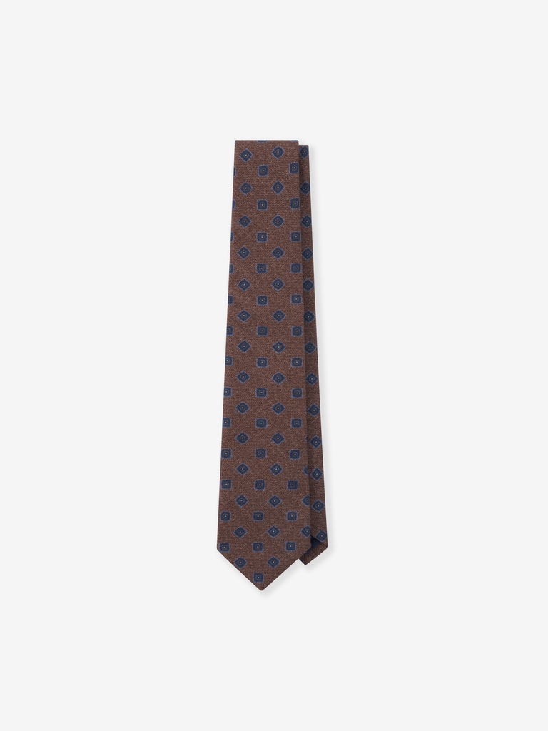 Chestnut Brown Jumbled Tile Wool Tie