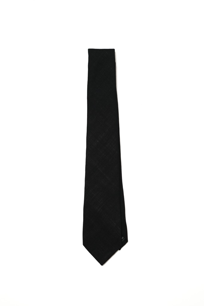 Plain Weave Black Wool Tie
