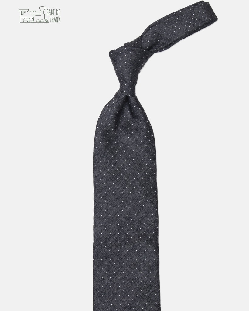 3-Fold Silk Tie In Heather Grey Pindot