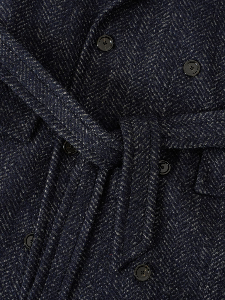 Navy Wide Herringbone Coat