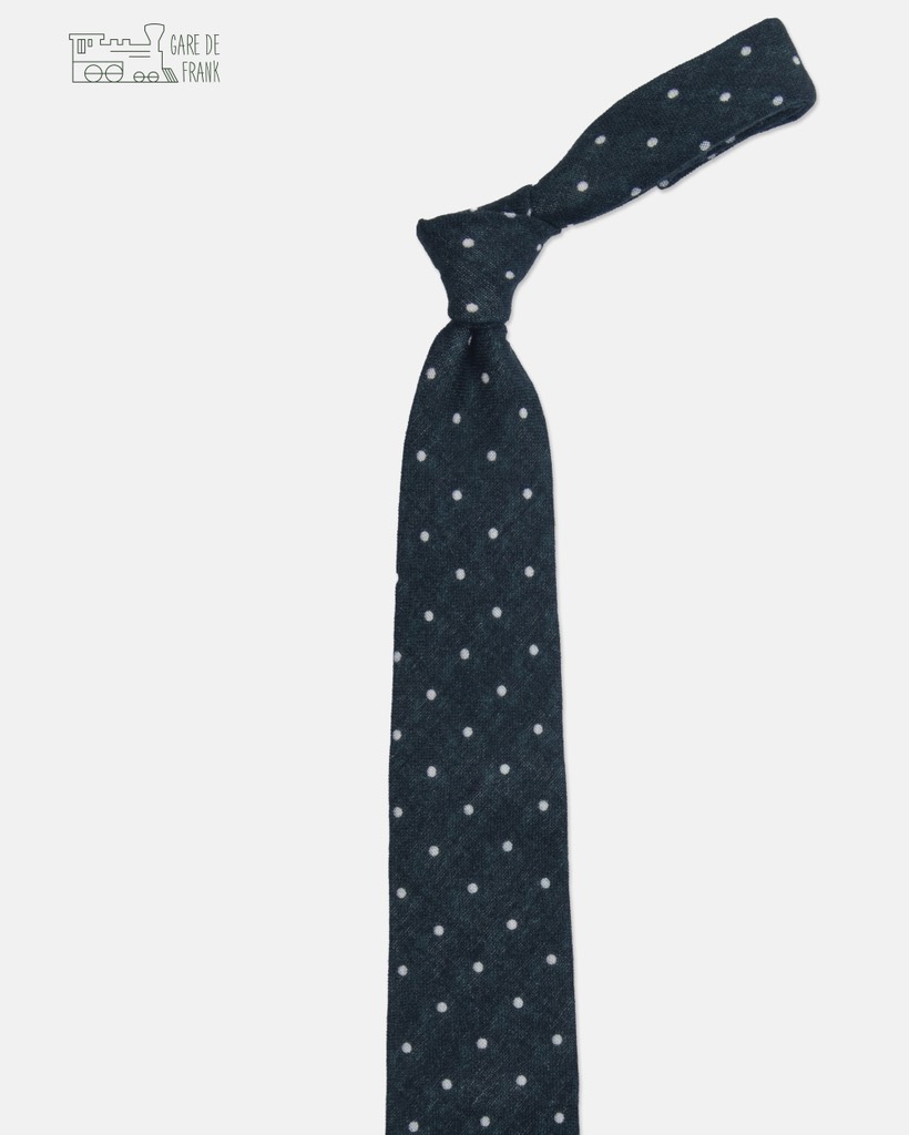 Dark Green Polka Dot Wool Tie