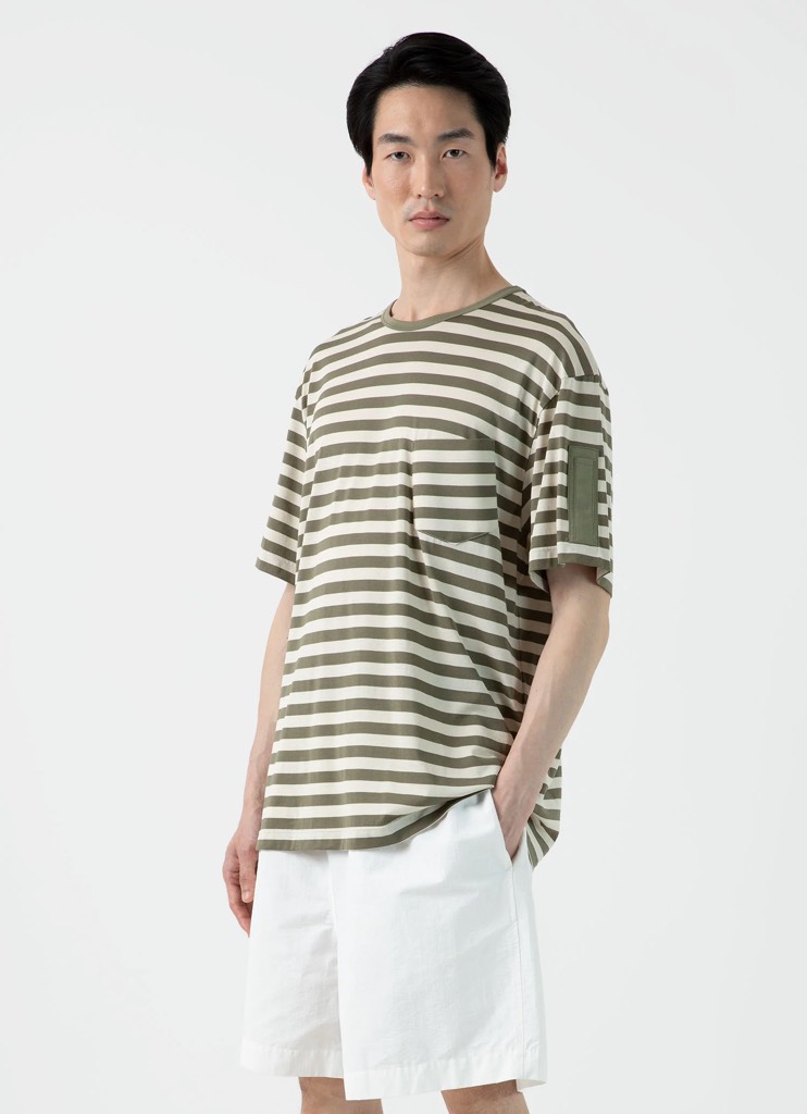 SS Pocket T Shirt in Army Green/Stone