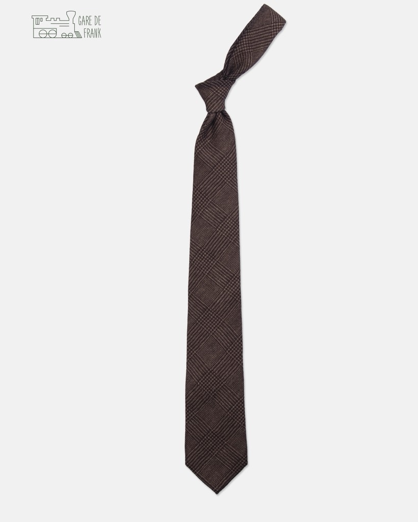 Mocha Glencheck Wool Tie