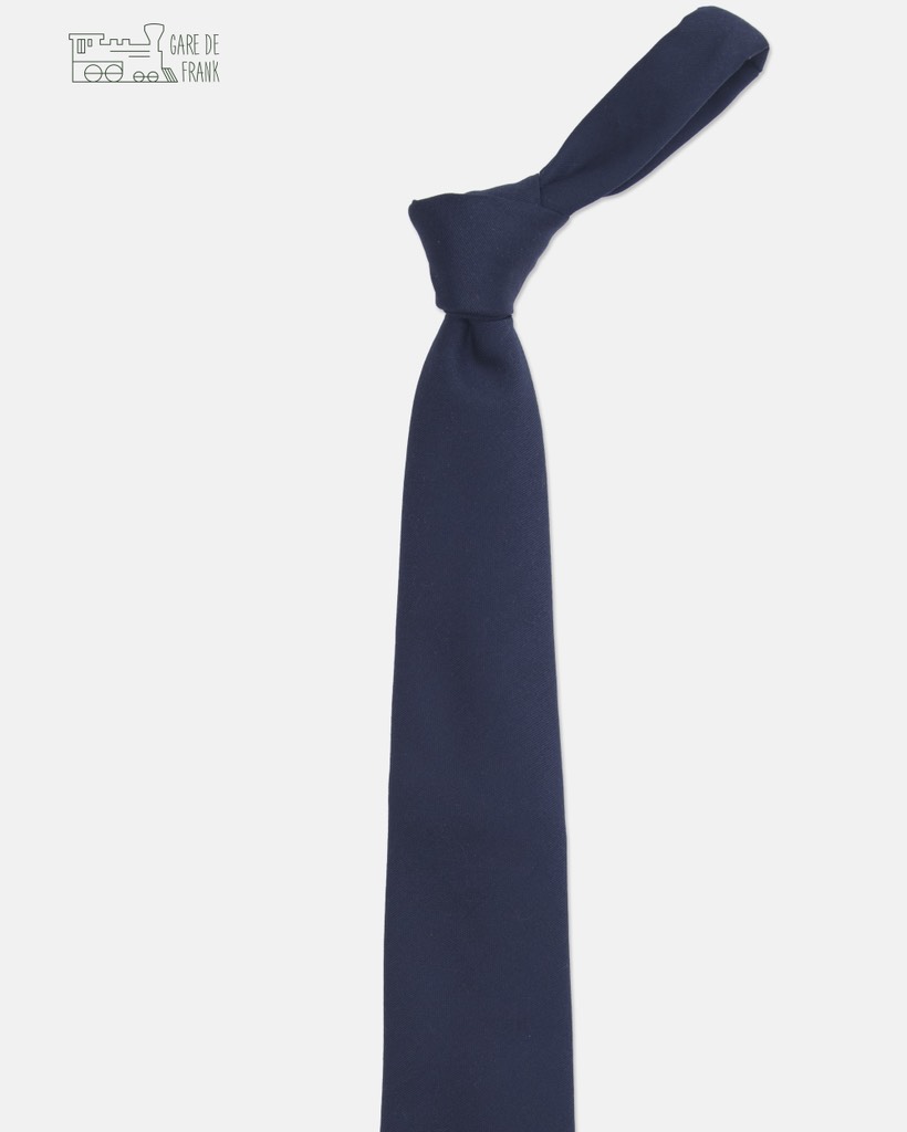 Solid Dark Navy Wool Tie