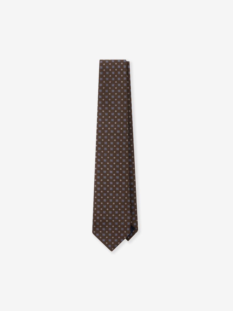 Chocolate Brown Floral Motif Wool Tie