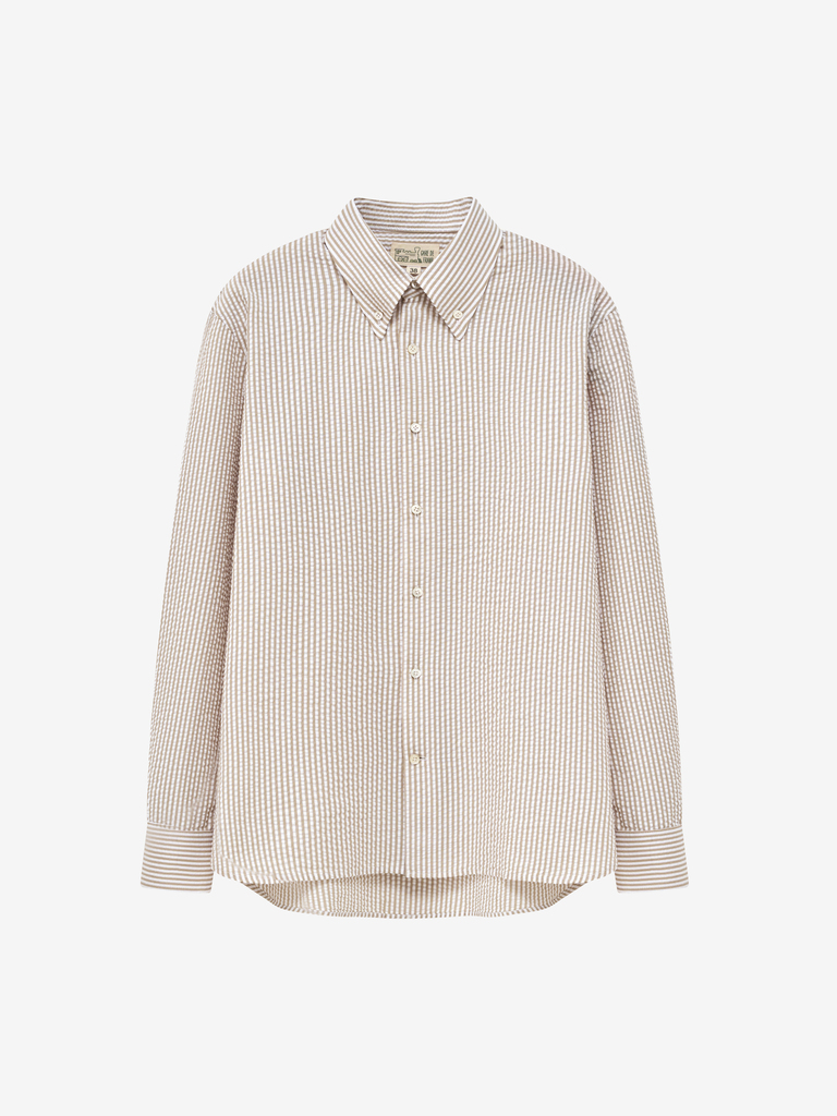 Frank Shirt | Brown Stripe Seersucker
