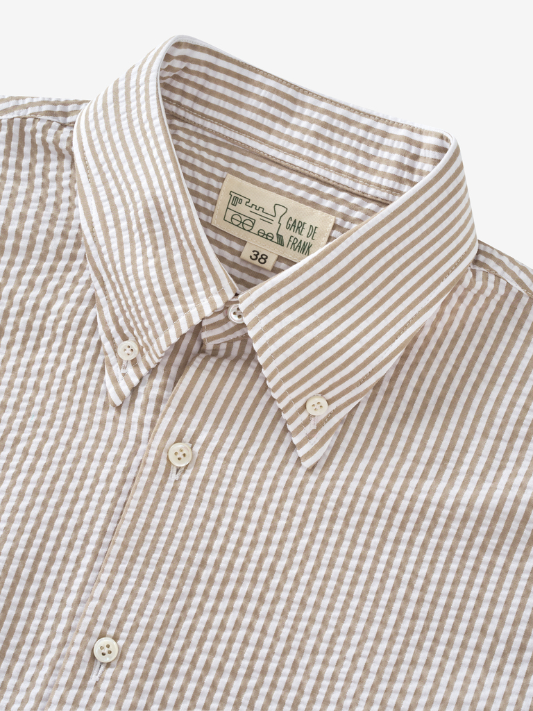 Frank Shirt | Brown Stripe Seersucker