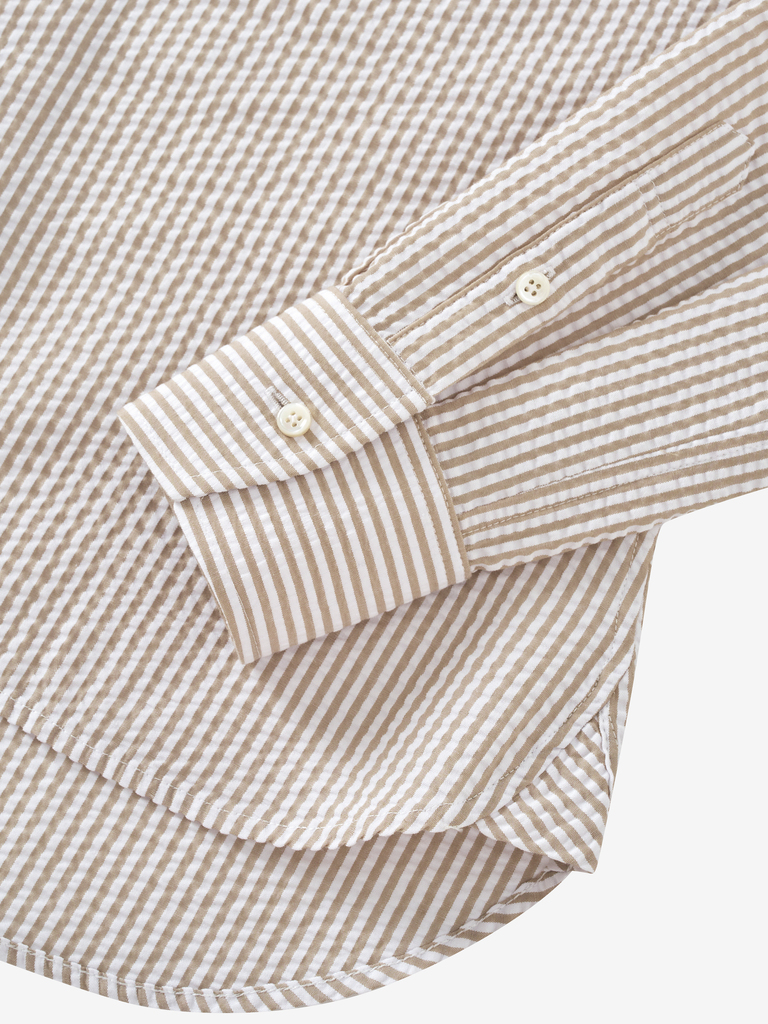 Frank Shirt | Brown Stripe Seersucker