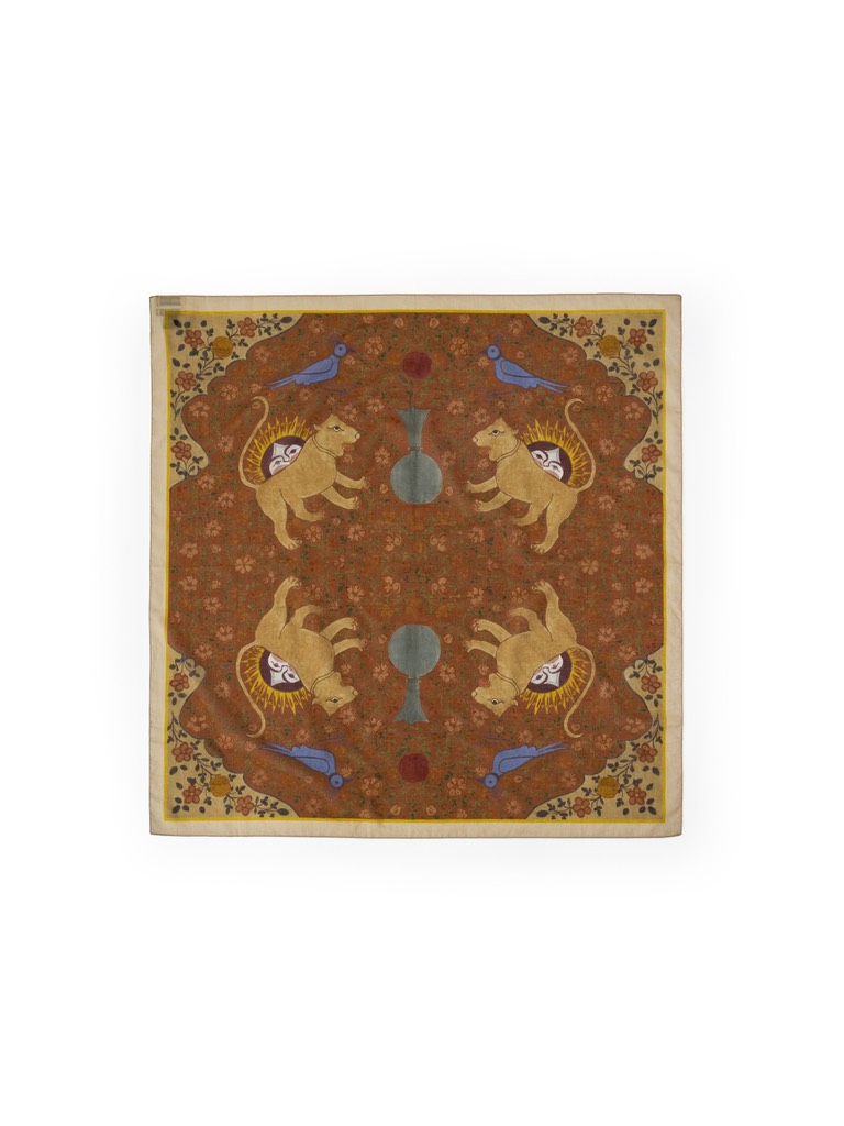 Ispahan Bandana in Folk Pattern Brown