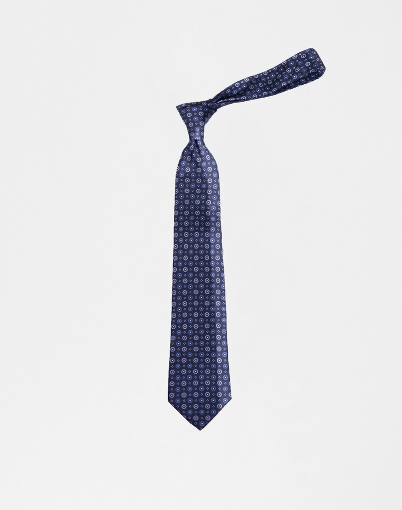 3-fold Silk Tie in Dark Blue Micro Floral