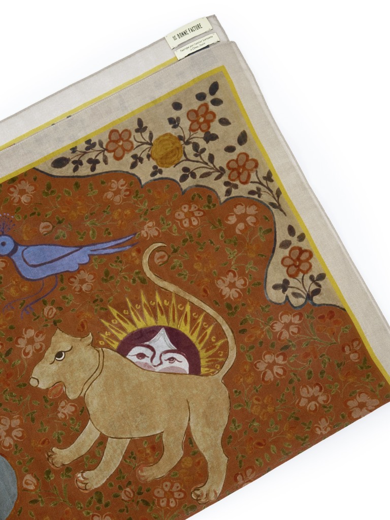 Ispahan Bandana in Folk Pattern Brown