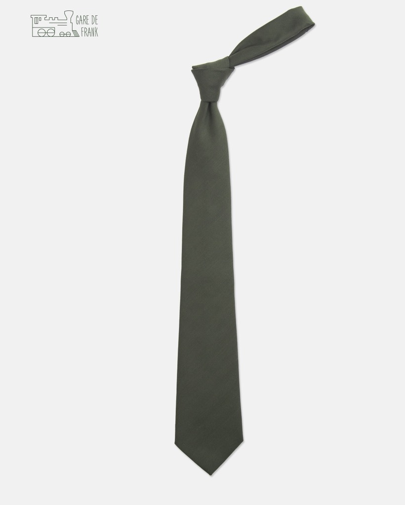 Olive Herringbone Wool Tie