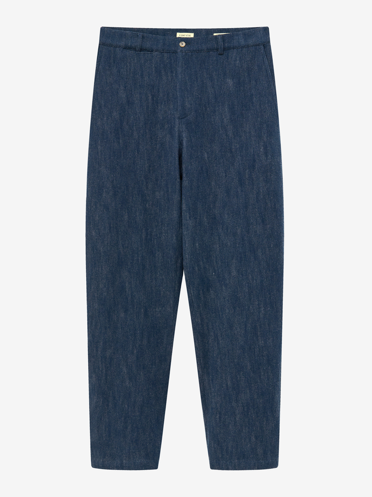 Denim Blue Cotton & Wool Balloon Trousers