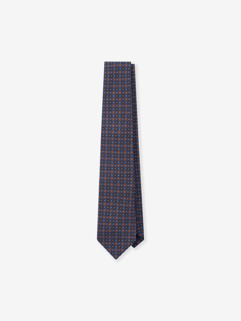 Berry Blue Square Medallion Wool Tie