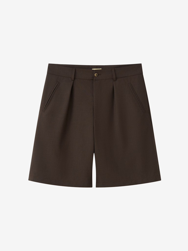 Bark Brown Cold Wool Naturalist Shorts