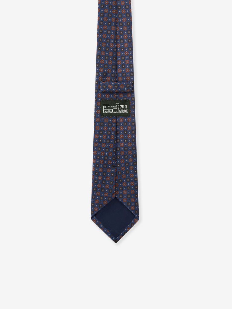 Berry Blue Square Medallion Wool Tie