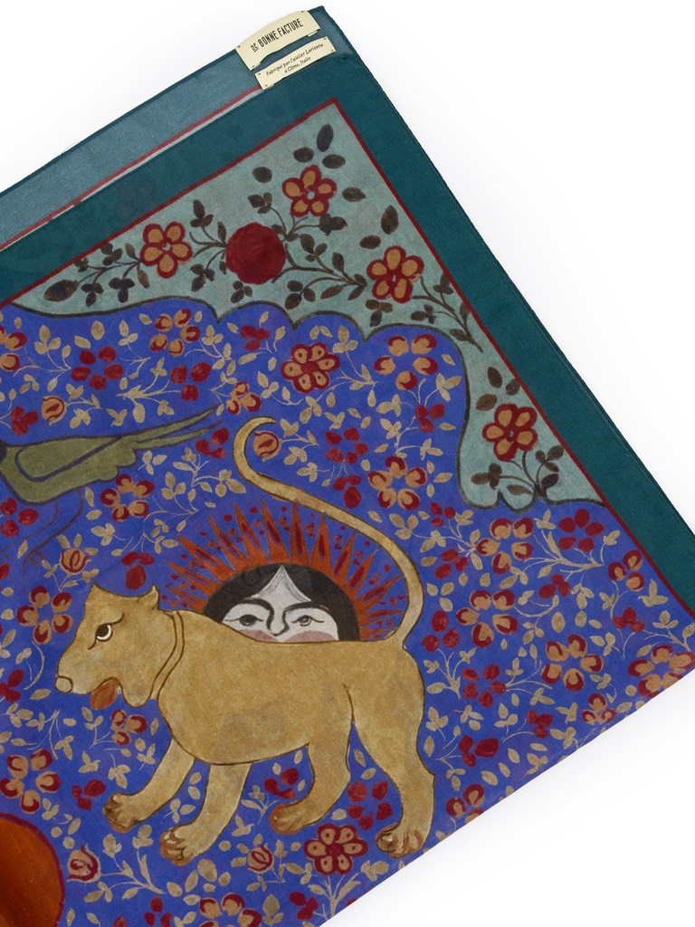 Ispahan Bandana in Folk Pattern Blue