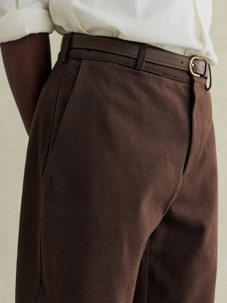 Bark Brown Heavy Cotton Drill Balloon Trousers
