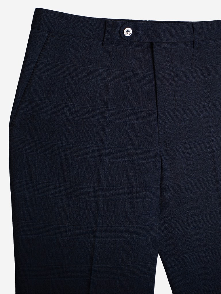 01 Caine Trousers in Navy/Black Glencheck