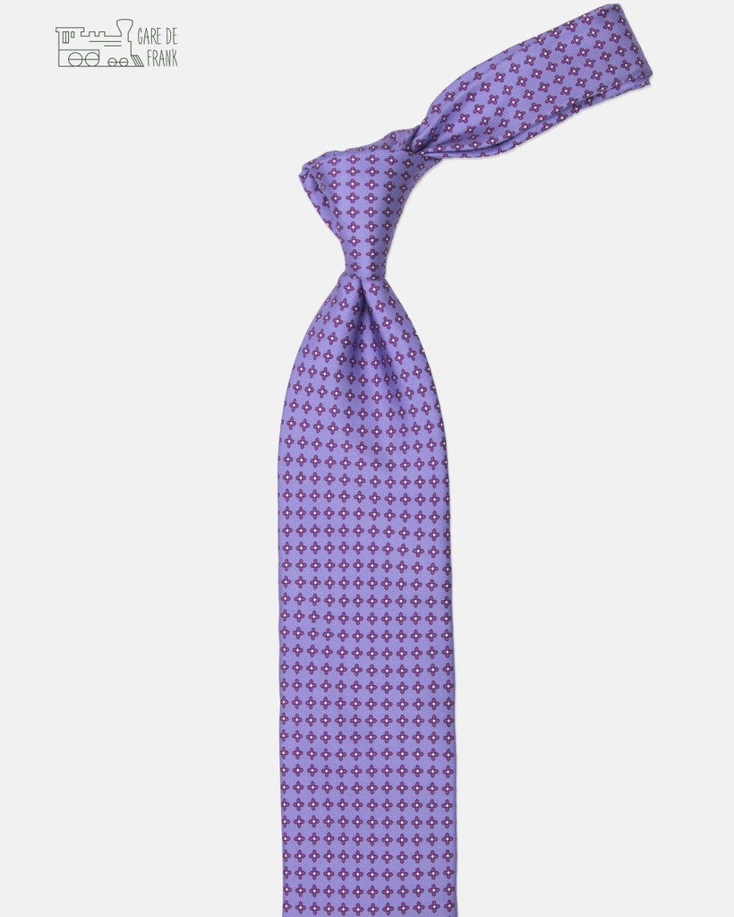 3-Fold Silk Tie In Lavender/Red Elica
