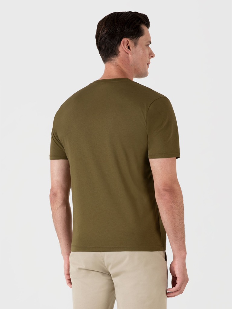 Riviera Crew Neck T-Shirt in Olive Green