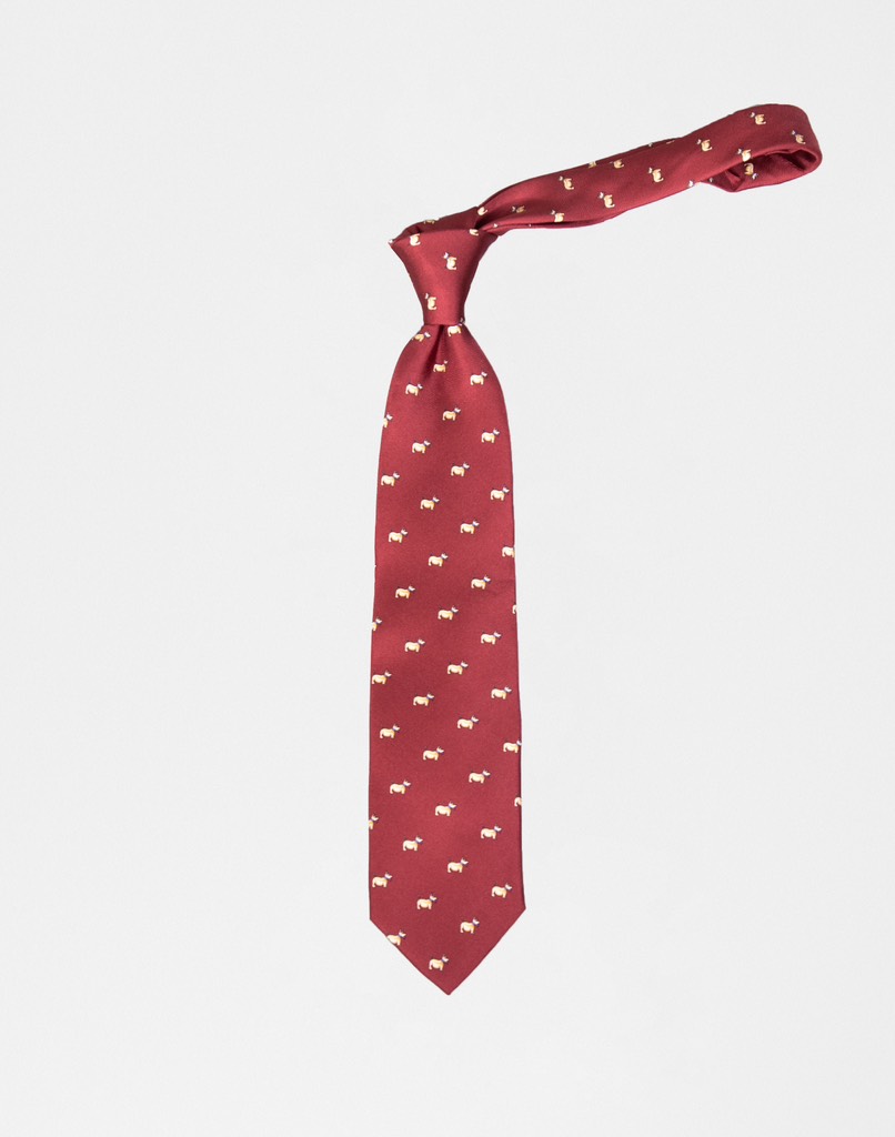 3-fold Silk Tie in Red Scottish Terrier