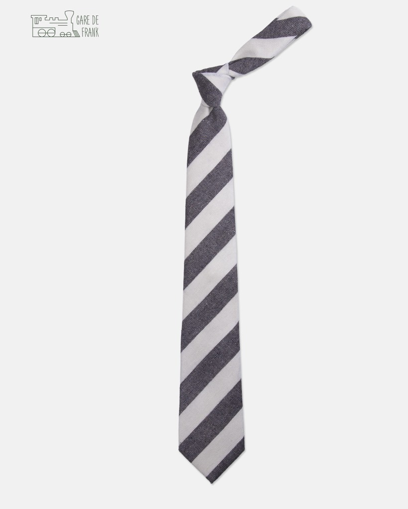 Brown/Ivory Block Stripe Wool Tie