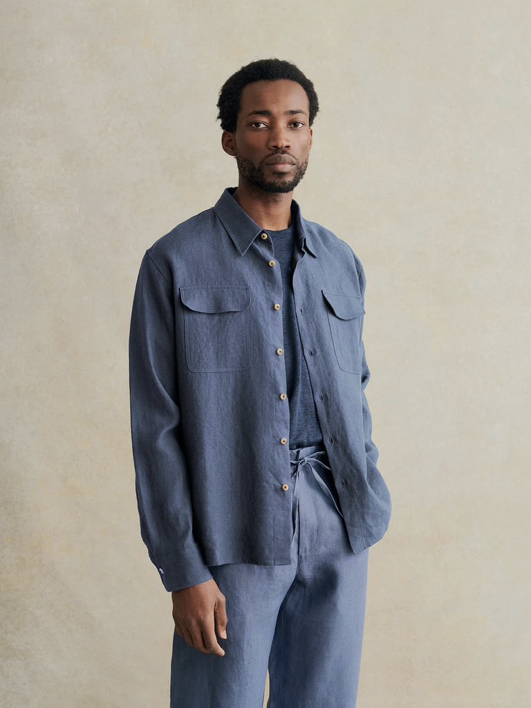 TWO POCKET OVERSHIRT CH32 IN BELGIAN LINEN
