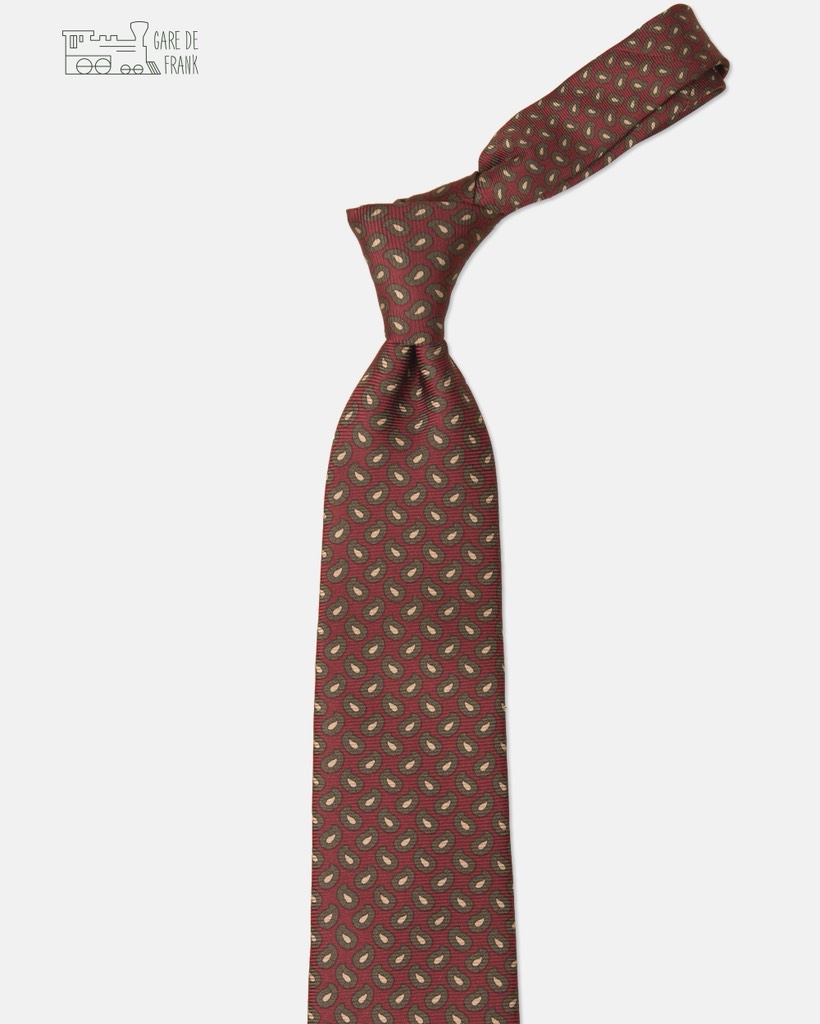 Carmine/Khaki Paisley Silk Tie