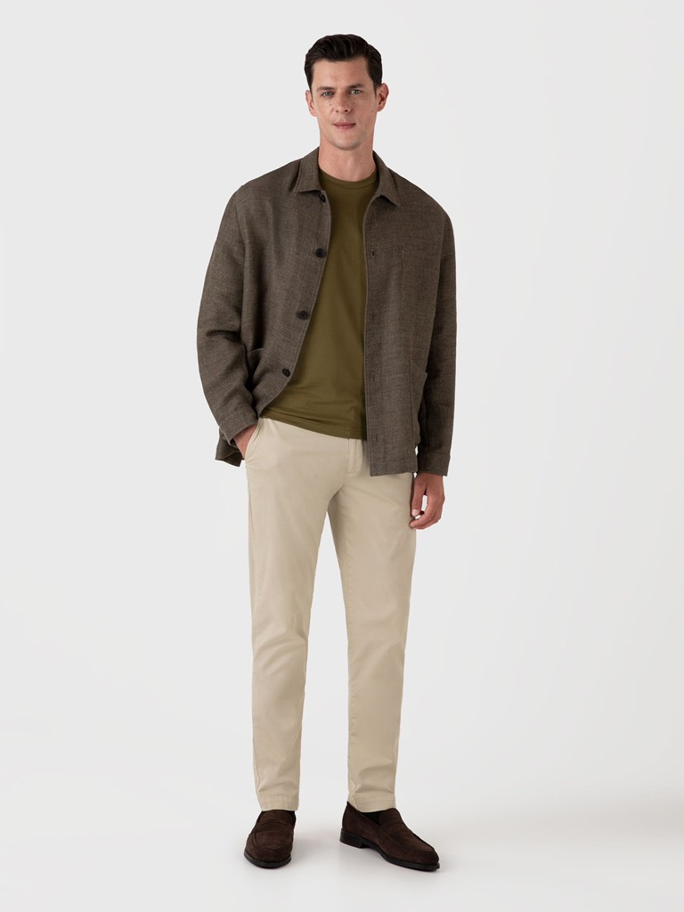 Riviera Crew Neck T-Shirt in Olive Green