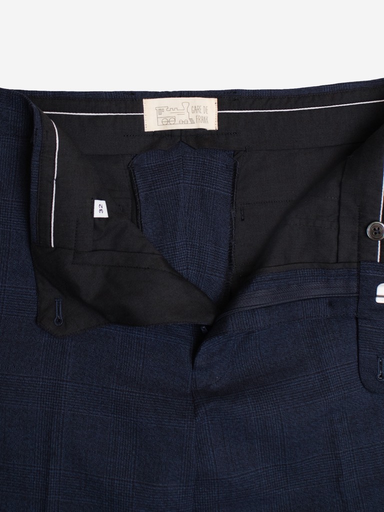 01 Caine Trousers in Navy/Black Glencheck