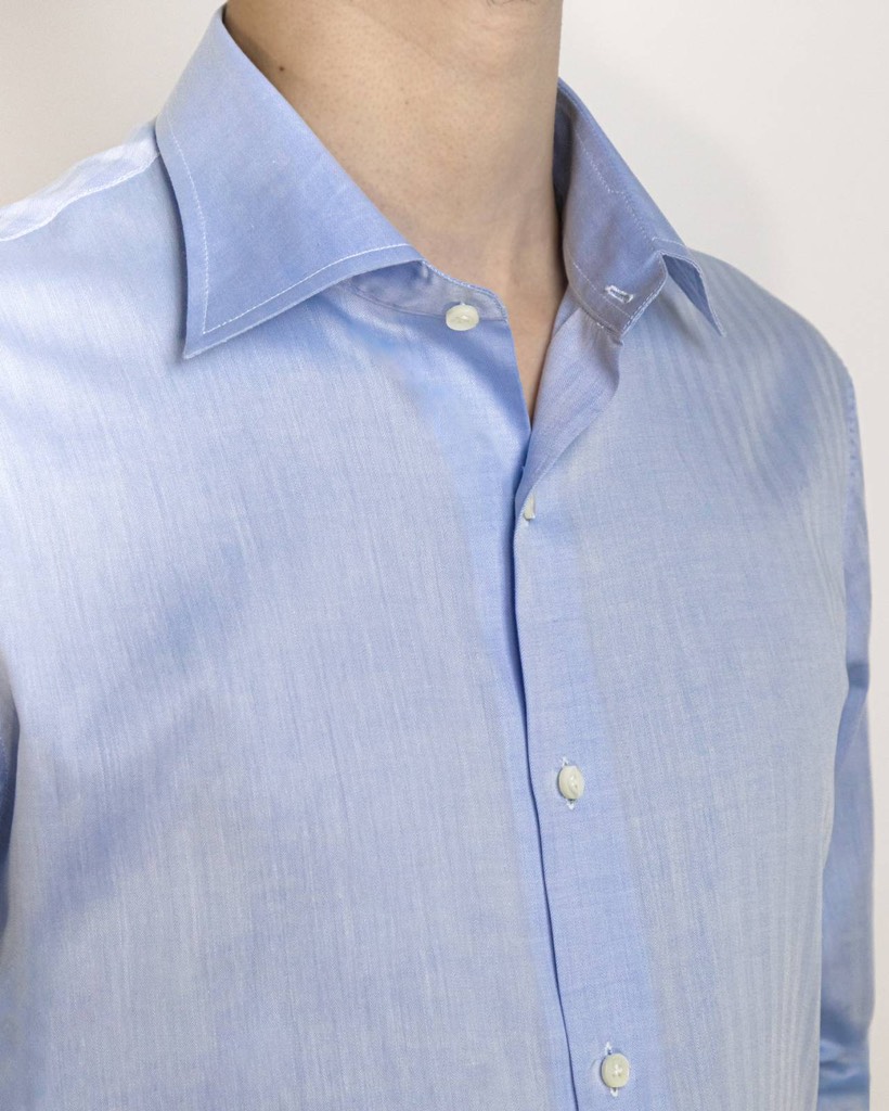 Light Blue Herringbone Shirt 03B