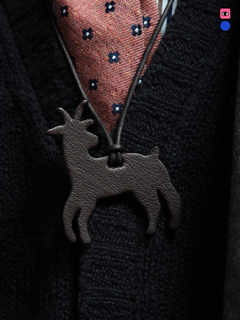 Brown Vegetable Tan Goatskin Leather Goat Key Charm