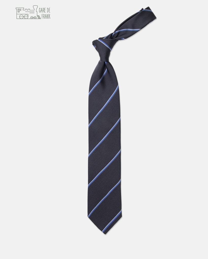 3-Fold Silk Tie In Dark Grey/Blue/Dove Regimental