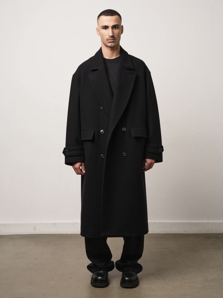 Áo khoác Double Breasted Overcoat In Black