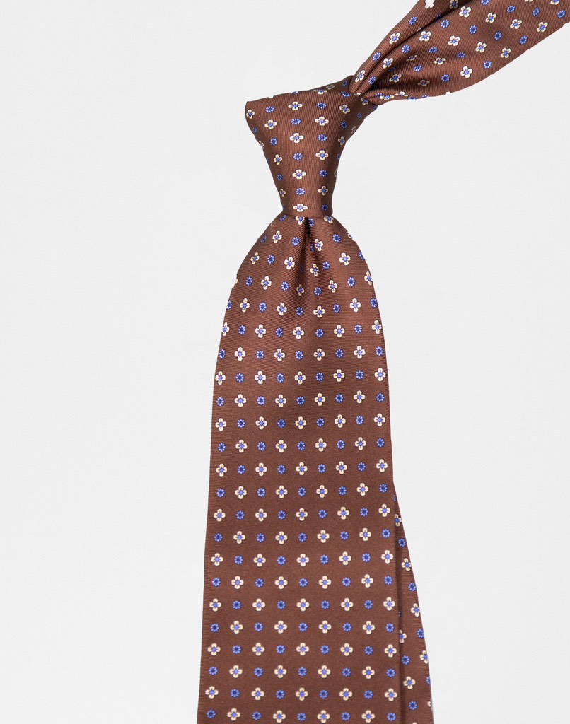 3-fold Silk Tie in Latte Mystic Floral
