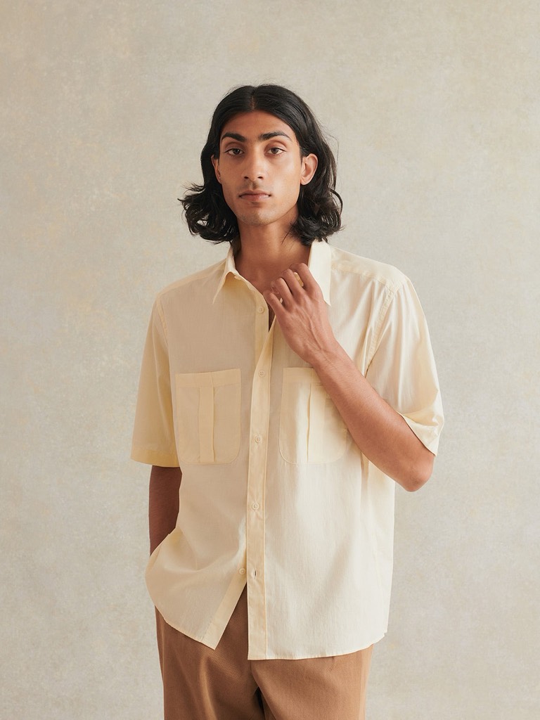 Short Sleeve Painter's Shirt In Cream