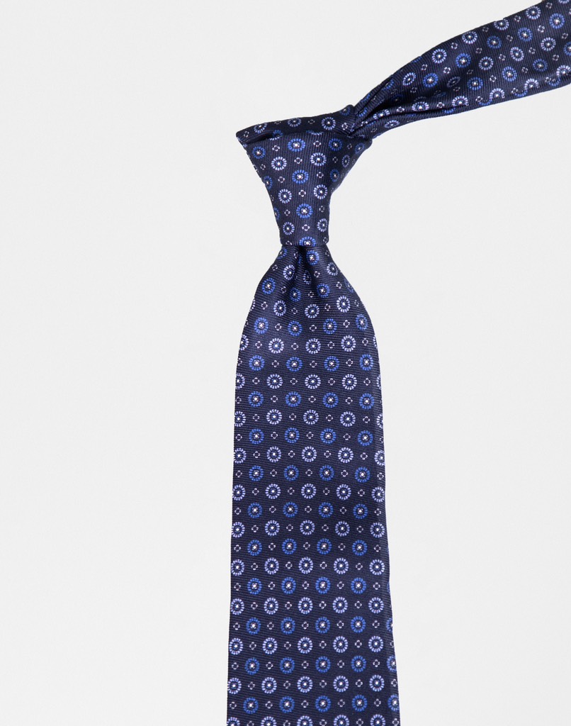 3-fold Silk Tie in Dark Blue Micro Floral