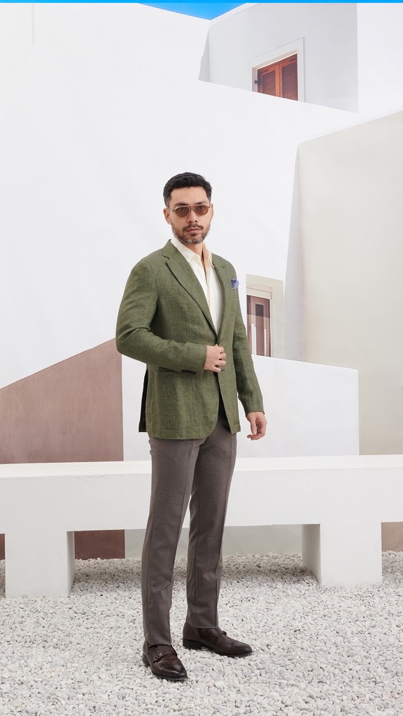 Aida Moss Green Linen Sport Jacket