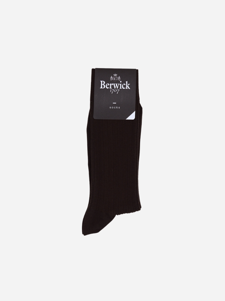 Brown Ribbed Dress Socks